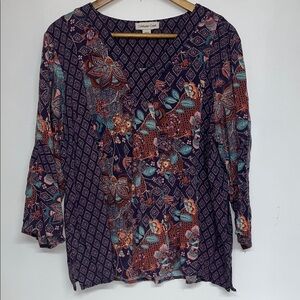 Coldwater Creek XL Women’s Bohemian Paisley Patterned Blouse, Relaxed fit